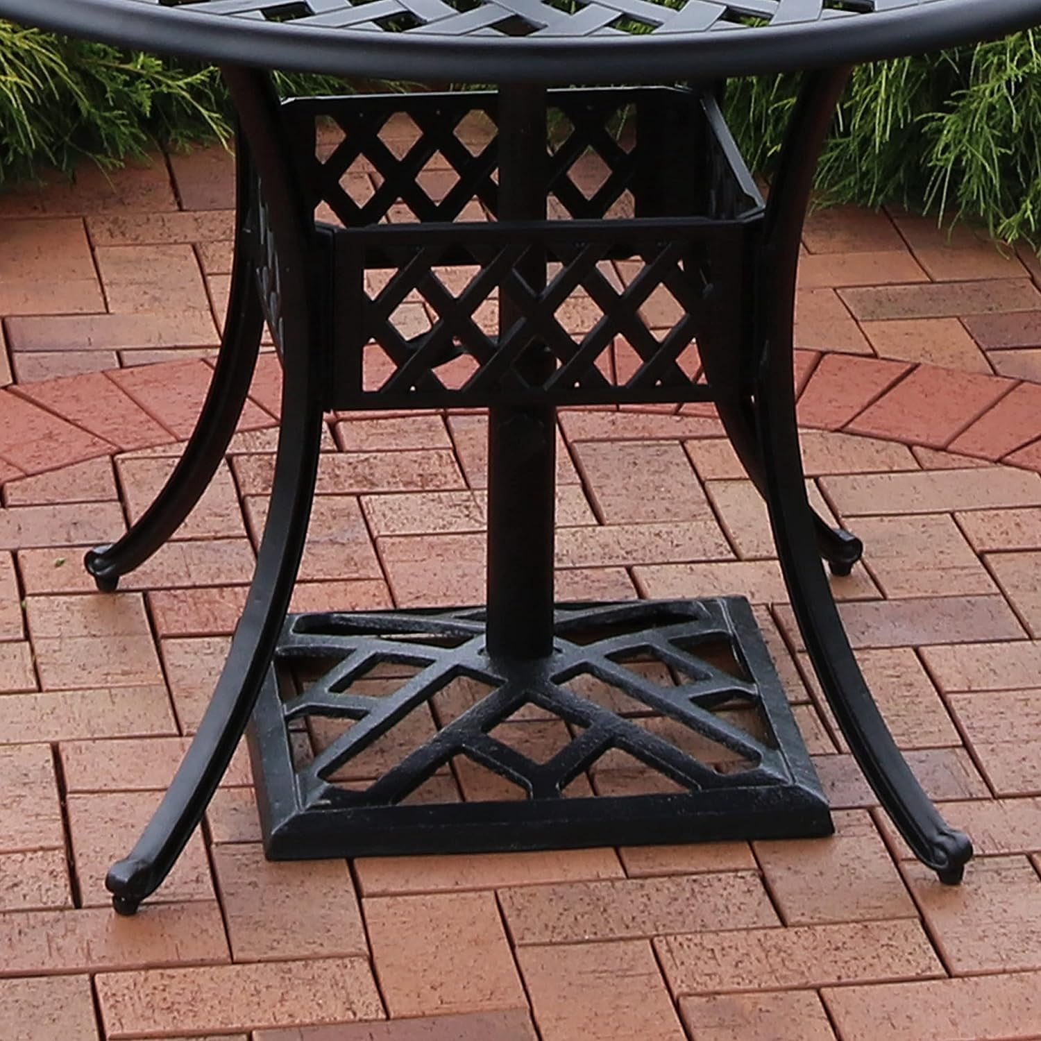 MONGJI 17lb Cast Iron Patio Umbrella Base - Heavy-Duty Square Metal Outdoor Market Umbrella Stand for Outside - 17-Inch - Black - Modern Geometric