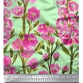 thumbnail image 3 of oneOone Polyester Lycra Fabric Leaves & Pink Floral Panel Printed Craft Fabric BTY 56 Inch Wide, 3 of 3