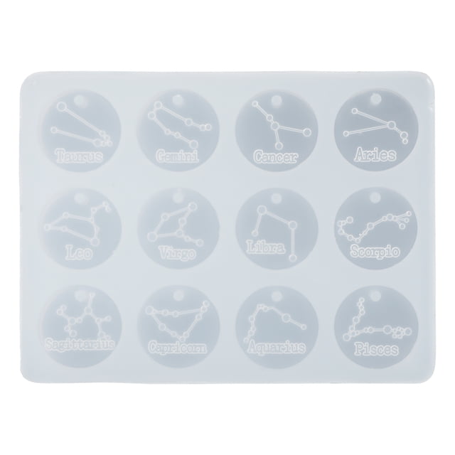 Doce constelaciones moldes de fundición de silicona DIY artesanía joyería colgante molde transparente