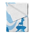 thumbnail image 2 of Aquatic Soft Flannel Fleece Blanket, Surfer on Waves Water Sports Recreation Palms Sea Sailboats Summertime Holiday, Cozy Plush for Indoor and Outdoor Use, 50" x 70", Blue Pale Blue, by Ambesonne, 2 of 5