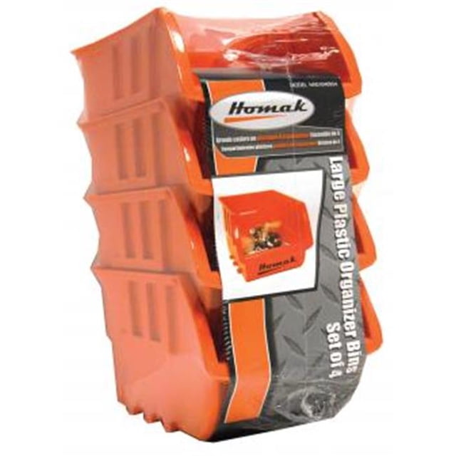 Homak Manufacture HMHA01040954 Large Plastic Bins Set Of 4