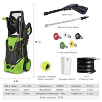 Hifashion 2200PSI 1.76GPM Electric Power Pressure Washer Soap Cleaner with 10m Longer Cables and Cable Reel, 5 Quick-Connect Nozzle,Hoses and Detergent Tank HFON