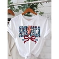 thumbnail image 1 of Women's Patriotic Freedom Land Graphic Print T-Shirt - Soft Short Sleeve Round Neck Casual Top 1776 Stars & Stripes Design, Machine Washable Summer Spring Tee, Independence Clothes, 1 of 6