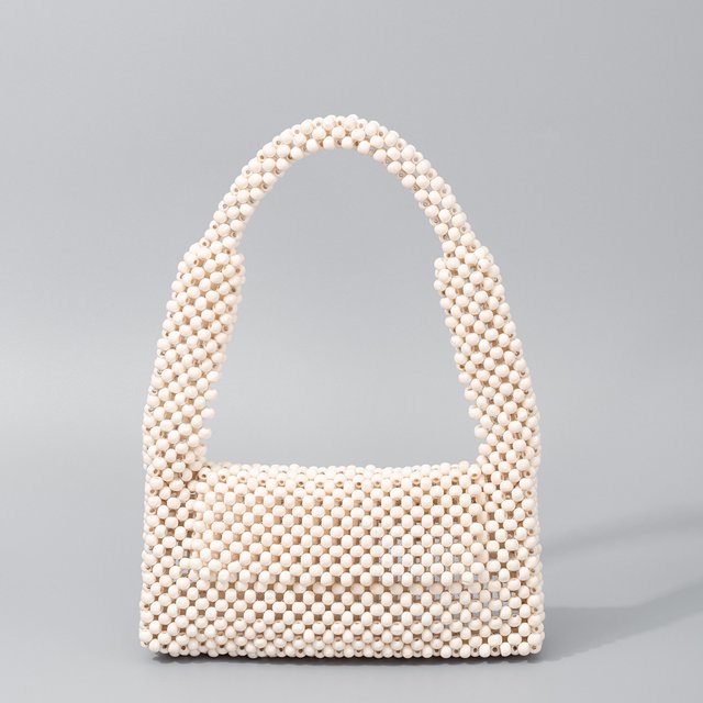 Zhuge Bolso de hombro tejido para mujer, bolso de mano tejido, bolso de mano tejido elegante para playa de verano, bolsos de hombro de 9,64 x 1,96 x 6,1 pulgadas (blanco)