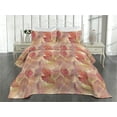 thumbnail image 2 of Ambesonne Autumn Themed Quilted Coverlet 3 Pcs, Fall Color Leafy Art, Queen Size, Coral Blush Pale Green, 2 of 4