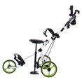 thumbnail image 3 of Patiojoy 3-Wheel Foldable Push Pull Club Trolley Golf Cart With Seat Scoreboard Bag Green, 3 of 6