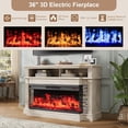 thumbnail image 6 of Vecenuy Fireplace TV Stand for TVs up to 65", Farmhouse 52"Fireplace Entertainment Center with 36" 3-Side Glass Electric Fireplace, TV Console with Open Storage Shelves for Living Room, Antique Brush, 6 of 9