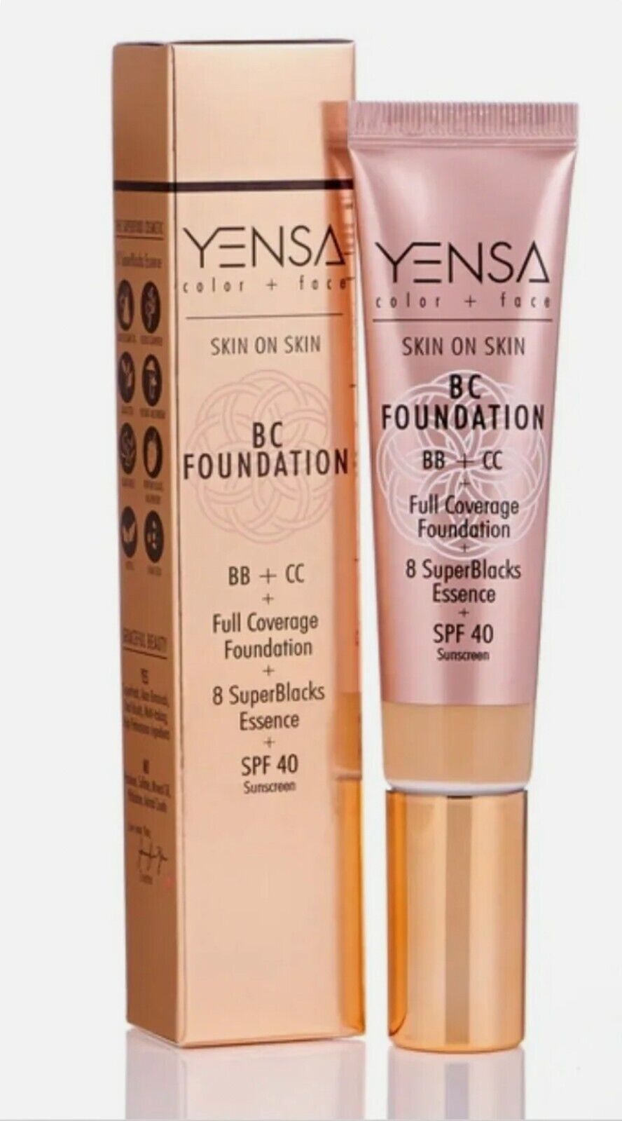 Yensa Skin On Skin BC Foundation Full Coverage SPF 40 Tan Warm