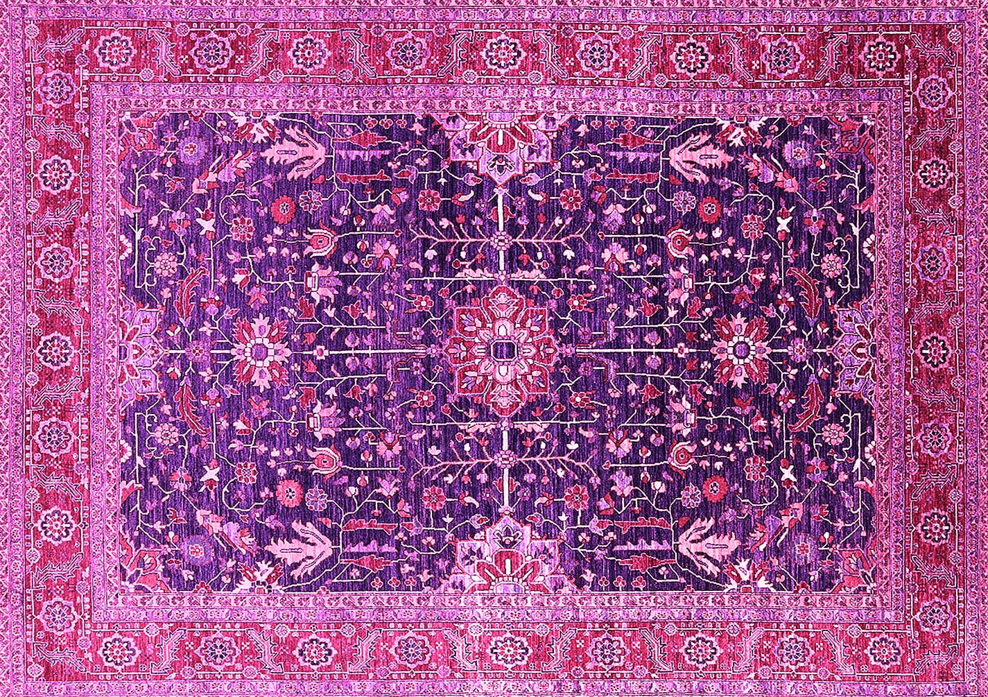 Ahgly Company Indoor Rectangle Oriental Pink Industrial Area Rugs, 5' x