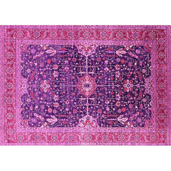 Ahgly Company Indoor Rectangle Oriental Pink Industrial Area Rugs, 5' x 8'