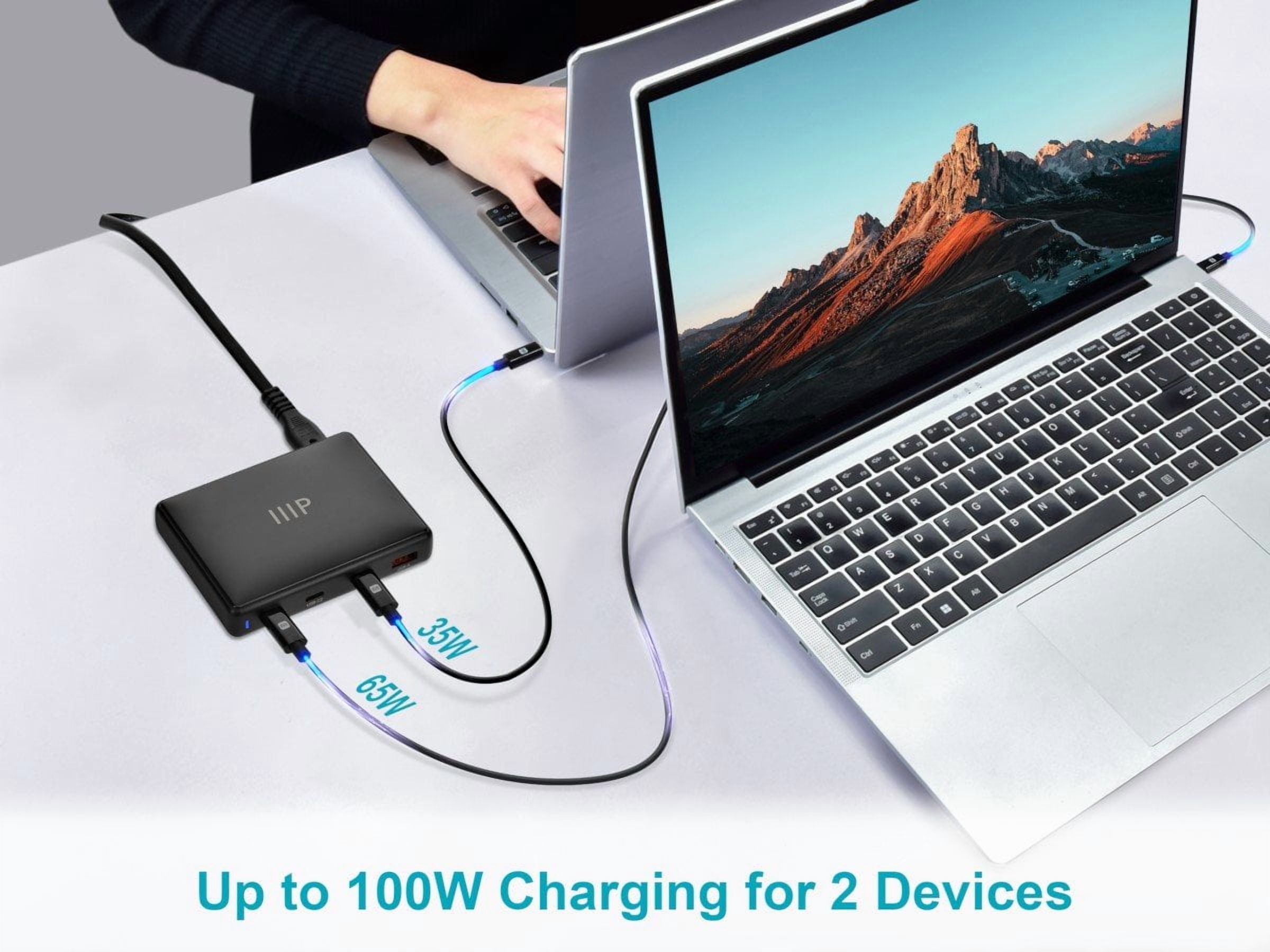Monoprice 4-Port 100W Desktop GaN Charger, Fast Charge, 3x USB-C, 1x USB-A, Black