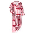 thumbnail image 4 of Family Matching Pajama Set Lapel Neck Button-up Long Pants 2-Piece Bow/Solid Color Loungewear Outfi, 4 of 9