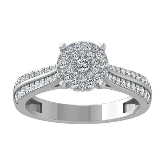 ARAIYA FINE JEWELRY 14K White Gold Cluster Diamond Engagement Ring (1/2 cttw, I-J Color, I2-I3 Clarity) Size 8