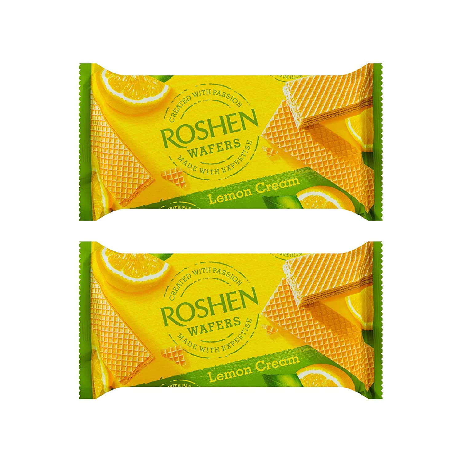 Roshen Crispy Flavorful Wafers Layered with Lemon Cream Filling, Kosher