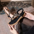 thumbnail image 2 of TrendOFT Sandales pour Femmes avec Semelle Intérieure Bohème pour Tenue Décontractée Style String Parfait pour Sorties d'Été Paire avec Robes Ou Jeans pour Style Sans Effort Sandale Plateforme Femme Noir 39, 2 of 9