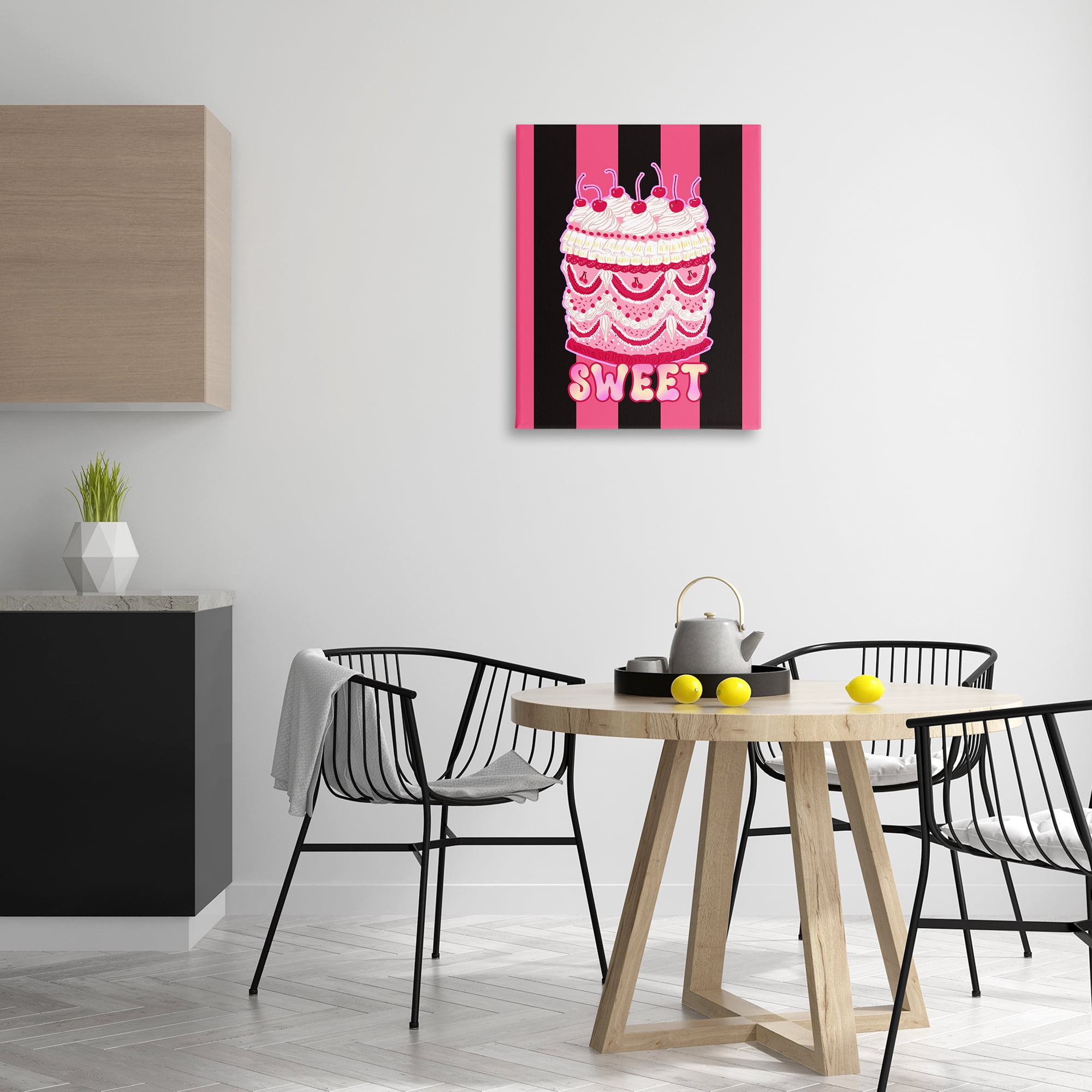 Stupell Industries Sweet Cake with Stripes Food & Beverage Painting Gallery Wrapped Canvas Art Print Wall Art, 24 x 30