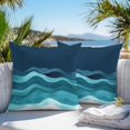 thumbnail image 4 of Outdoor Pillow Cover Abstract Ombre Blue Black White Wave Set of 2 Waterproof Throw Pillowcases Ocean Decorative Patio Furniture Pillows for Couch Garden Indoor & Outdoor Use, 4 of 9