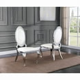 thumbnail image 2 of Classy Round Back White Faux Leather Side Chairs with Silver Legs (Set of 2), 2 of 3