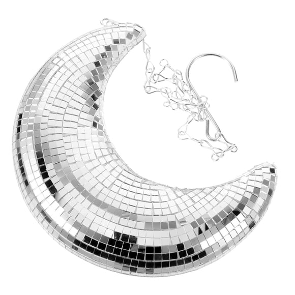 Angoily Moon Disco Ball, Moon Shaped Hanging Mirror Ball with Chain for Bar Ktv Stage Home Wedding Birthday Party Decor, Disco Ba
