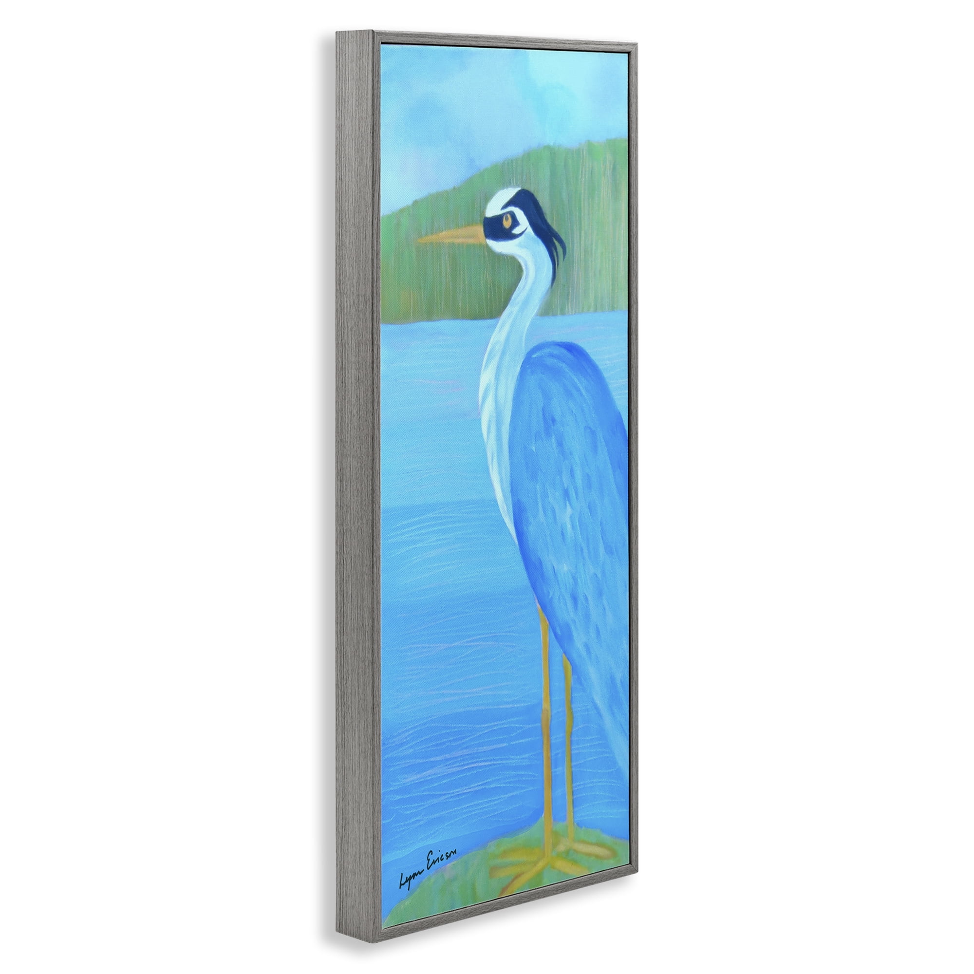 Stupell Industries Great Blue Heron Gray Framed Giclee Art, design by Lynn Ericson Fine Art