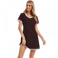 thumbnail image 1 of Pyjama d'Été pour Femmes Manches Courtes Col Cœur Pêche Robe de Nuit Décontractée Robe de Sommeil Ample Confortable Pyjama Robe de Maison Décontractée, 1 of 5