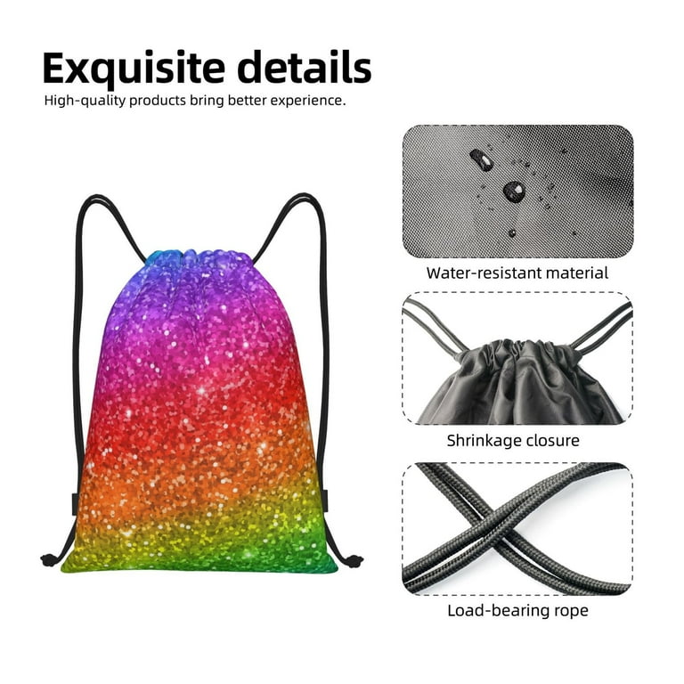 Yiaed Colorful Glitter Print Drawstring Bags Drawstring