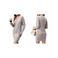 thumbnail image 3 of Vestido Tipo Suéter con Cuello en V para Mujer, Estilo Suéter Tipo Túnica Holgado Informal de Larga con Punto y Larga para Otoño. Plata M, 3 of 8