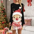 thumbnail image 6 of Drie Christmas Jumper Women's Christmas Ugly Deer Printed Sweatshirt Dress Long Sleeve Crewneck Casual Costume Black,M, 6 of 6