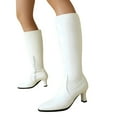 thumbnail image 6 of Bnwani Boots for Women Fall Winter Fashion Pointed Toe Mid-Heel Thick Mid-Calf Versatile Casual Sweet Knight Boot White Size 8.5, 6 of 6