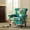 BLUE, variant on Upholstered Wingback Armchair Removable Cushion Floral Sofa Home Accent Chair Couch Wood Legs Nailhead Trim