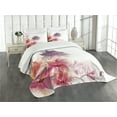 thumbnail image 3 of Ambesonne Abstract Quilted Bedspread Set 3 Pcs, Flowers Burt and Leaf, Queen Size, Pink Purple and Orange, 3 of 5