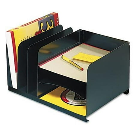 Horizontal Combo Organizer - MMF Industries Letter-Size Steel Vertical/Horizontal Combination Desk Organizer, Black (26420HV004)