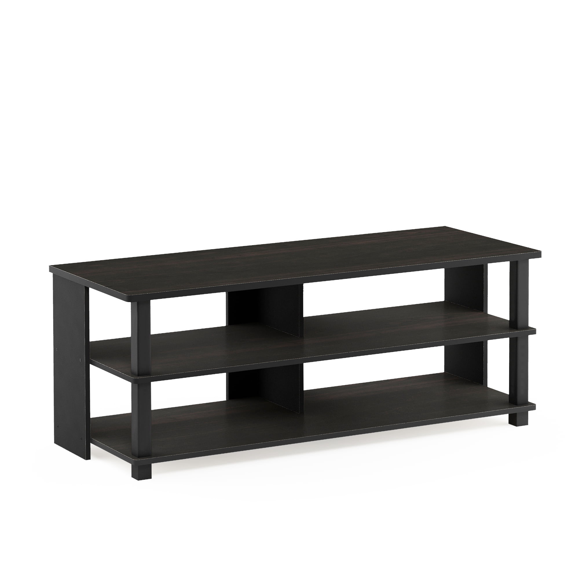 Furinno Turn-N-Tube 3-Tier Compact Open Storage Shoe Rack for Closet Entryway, Espresso/Black