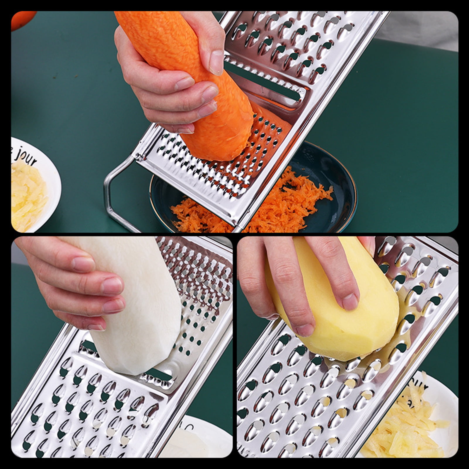 Metal 3 Way Hand Held Fruit Vegetable Coarse Grater Shredder Slicer - 11.4  x 4.4 x 0.9(L*W*T) - Bed Bath & Beyond - 18398950