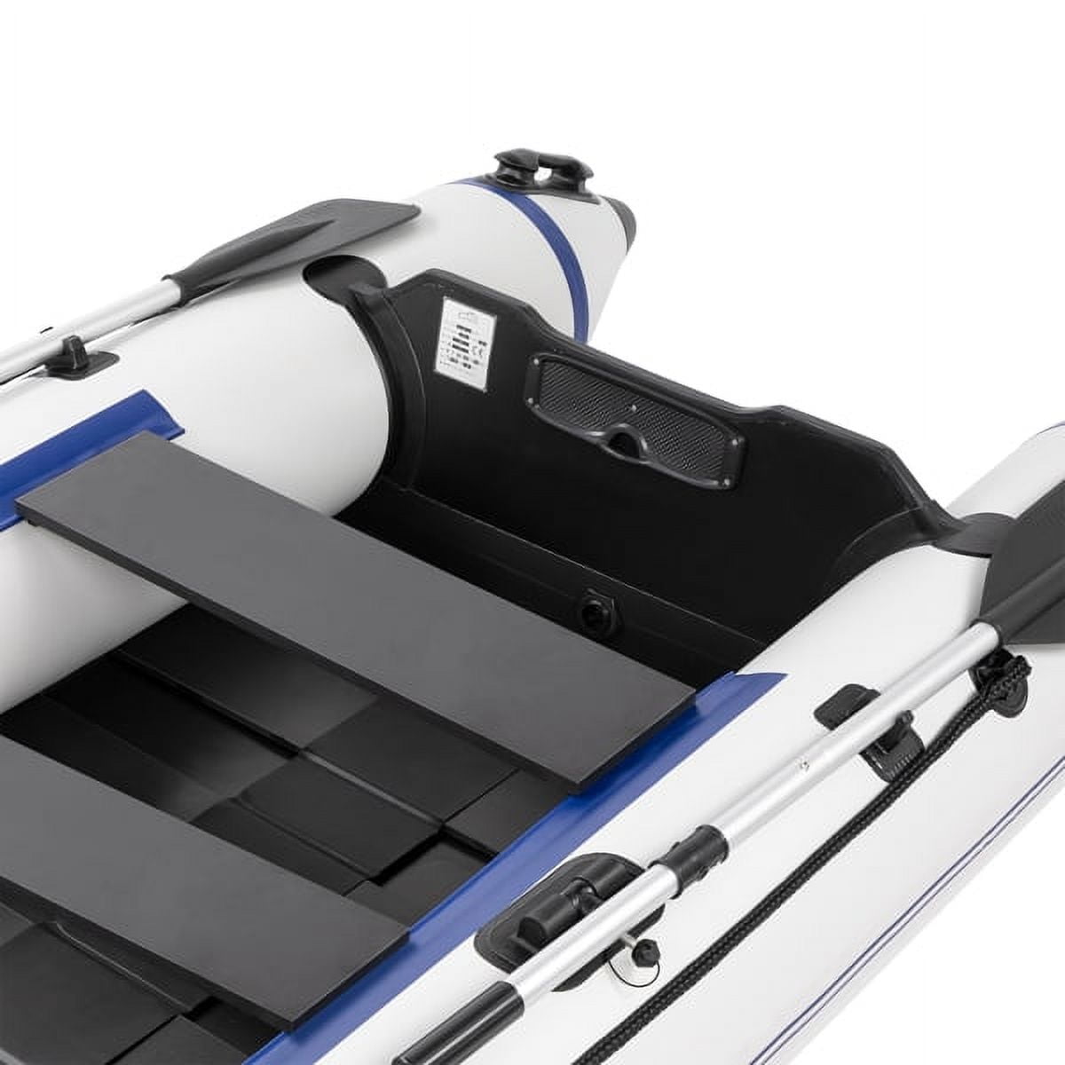 Water Adult Assault Boat Off-White/ Hard Deck & Paddle Lock - 726LB PVC Dinghy Kit w/ Pump, Oars & Bag