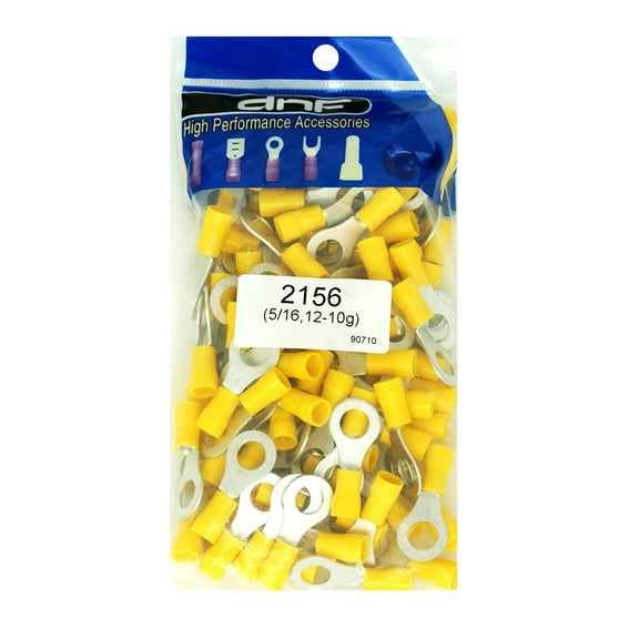 DNF 100 Pieces Copper 12-10 Gauge Yellow Ring Terminals Electrical Wire Connectors 5/16"