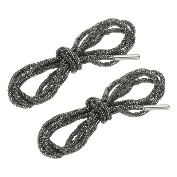 Uxcell Rhinestone Shoe Laces, 2 Pcs Crystal Bling Glittered Shoe Laces Shoelaces Rope Hoodie String Replacement Drawstring Cords for Sneakers Sweatpants Bags Accessories, Dark Gray
