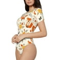 thumbnail image 2 of Easygdp Flower Fox Women'S Waist-Cinching Short-Sleeved Onesie, Olastic Onesiet,Snaps At Bottom,Easy To Put On And Take Off - Large, 2 of 9