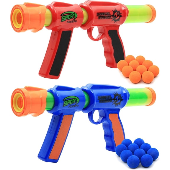Kiddie Play Toy Foam Blasters Atomic Power Popper Air Ball Shooter 2 Guns