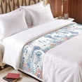 thumbnail image 3 of Ocean Jellyfish Bed Runner for King Size Bed, Watercolor Seaweed Sea Horse Coral White Letter Texture Soft Bedding Scarf Bedding Protector Slipcover Sofa Throw for Bedroom Hotel Guesthouse, 3 of 8