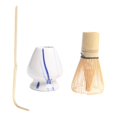 thumbnail image 4 of Juego de té japonés de 3 piezas que incluye batidor de bambú para matcha, cuchara de té tradicional y utensilios para el té. E Azul Blanco, 4 of 9