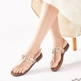 thumbnail image 5 of Ataiwee Women's Flat Slide Sandals - Classic T-strap Ankle Strap Comfort Thong Flat Summer Sandals., 5 of 6
