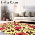 thumbnail image 2 of ODIKA 4'x6' Machine Washable Non-Slip Area Rug, Blooming Rose Garden Valentine Tree Stand Cover Floral Romance Holiday High Traffic Rug, Yellow, 631652, 2 of 7