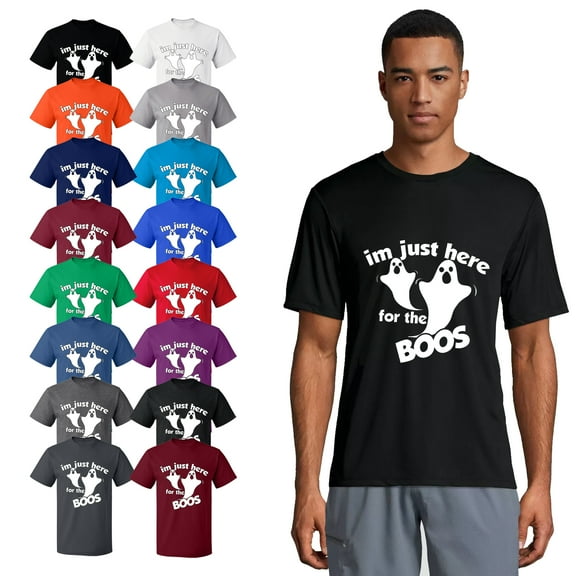 OXI T-Shirt - I'm Just Here For The Boos, Basic Casual T-Shirt for Men's and Women Fleece T-Shirt Short Sleeve - Black Small