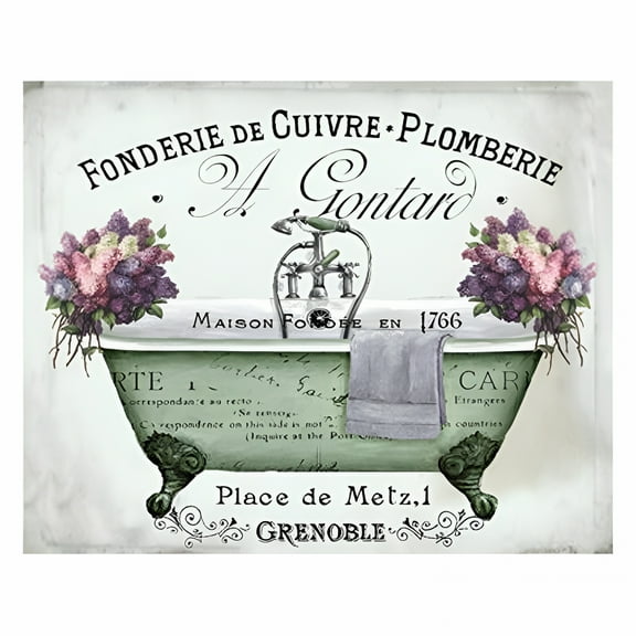 LAMIRO Vintage Metal Tin Sign French Bathroom Decor Wall Hippie Room Decor Shabby Chic Bathtub Wall Art Canvas Painting Posters and Prints Bathroom Pictures Bee Pink Retro Home Decor Gifts 16x12"