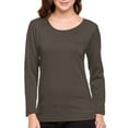 thumbnail image 2 of Women Winter Fleece Lined Crew Neck Long Sleeve Slim Fit Stretch Tight Shirt, 2 of 5