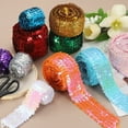 thumbnail image 5 of 3.5 Yards 2 Inch Elastic Sequins Trim 5 Row Flat Sequin Strip Paillette Sequins Fabric Ribbon for Crafts DIY Sequin Fringe Sewing Lake Blue, 5 of 5