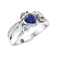 thumbnail image 2 of Claddagh Irish 5 MM Heart Blue Sapphire Engagement Women Valentines Day Gifts Ring 925 Sterling Silver, 2 of 3