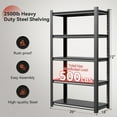 thumbnail image 4 of Welfiya 5-Tier Garage Shelving,39"W Storage Shelves,2500LBS Heavy Duty Shelving, Adjustable Metal Shelving Units for Storage Rack for Shed Warehouse Basement, Black,39"W x 18"D x 72"H, 4 of 8