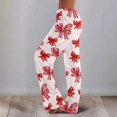 thumbnail image 3 of Women's Bow Print Wide Leg Pajama Pants, Elastic High Waist Loose Sleep Pants Casual Loungewear Trousers, L, 3 of 7